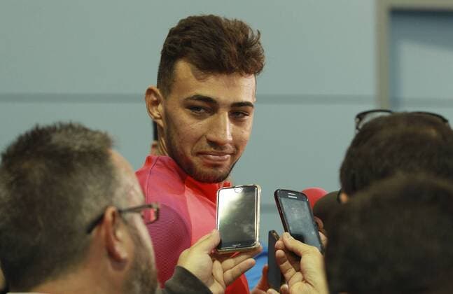 FC Barcelona Barca s Moroccan forward Munir El Haddadi addresses the media following a pre-season training session at the National football centre at St George s Park in Staffordshire, Britain, 26 July 2016. Barcelona FC Training in Birmingham !ACHTUNG: NUR REDAKTIONELLE NUTZUNG!  GRA096 20160726-636051385694714679