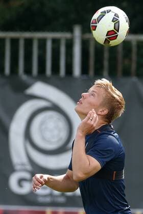Genk s Jerre Uronen pictured in action during a training session of Belgian first league soccer team KRC Genk, Wednesday 27 July 2016, in Genk. Tomorrow Genk is playing the first leg of the third qualifying round in the Europa League competition against Ireland s Cork City F.C.. BRUNOxFAHY  x04899325x
