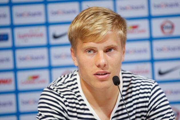 Genk s Jerre Uronen pictured during a press conference PK Pressekonferenz of Belgian first league soccer team KRC Genk, Wednesday 27 July 2016, in Genk. Tomorrow Genk is playing the first leg of the third qualifying round in the Europa League competition against Ireland s Cork City F.C.. BRUNOxFAHY  x04899360x