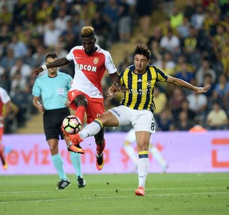 UEFA Champions League Third qualifying round first leg match between Fenerbahce Istanbul and Monaco on July 27, 2016 at the Ulker Stadium in Istanbul,Turkey. Pictured: Ozan Tufan (R) of Fenerbahce and Tiemoue Bakayoko of Monaco. 