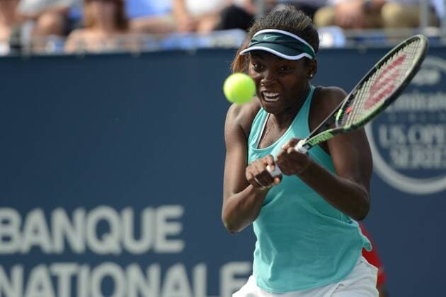 July 27, 2016 - Montreal, Canada - FRANCOISE ABANDA of Canada in her match vs. E. Svitolina in the Rogers Cup Tennis Tournament. Tennis 2016 - Rogers Cup - Day 3 - ZUMAl132