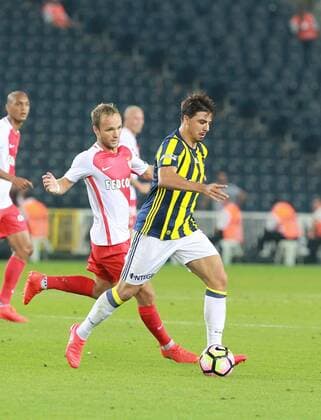 UEFA Champions League Third qualifying round first leg match between Fenerbahce Istanbul and Monaco on July 27, 2016 at the Ulker Stadium in Istanbul,Turkey. Final Score : Fenerbahce 2 - Monaco 1 Pictured: Ozan Tufan of Fenerbahce and Valere Germain of Monaco. 