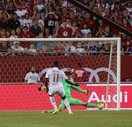 July 27, 2016 - Chicao, Illinois, U.S - AC Milan Forward NIANG MBAYE (11) scores a goal in the first half of the game at Soldier Field SOCCER 2016: Penalties were needed to break a 3-3 draw between Bayern Munich and AC Milan Wednesday July 27, 2016 at Soldier Field in Chicago, Illinois. AC Milan won the shootout 5-3. - ZUMAl136