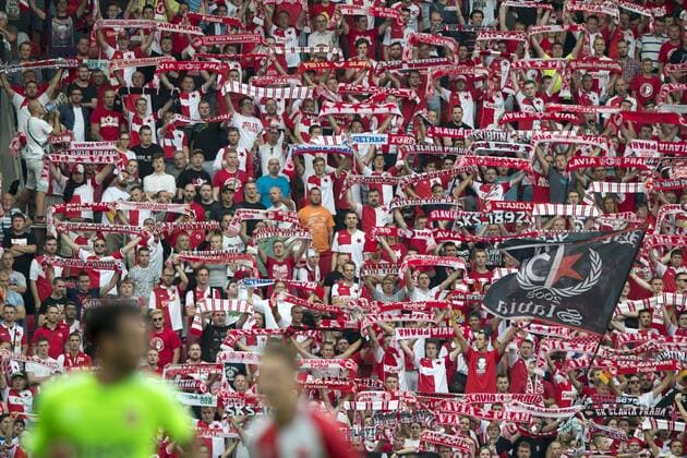Fans of Slavia during the Football Europa League 3rd qualifying round match SK Slavia Praha vs Rio Ave, in Prague, Czech Republic, July 28, 2016. (CTKxPhoto MichalxKamaryt) CTKPhotoP201607280956401  kmt 9