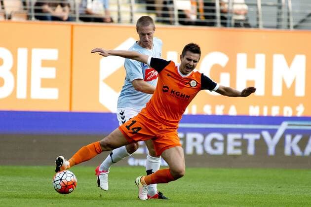 Fußball, EL Quali, Zaglebie Lubin - SönderjyskE 2016.07.28, LUBIN , III RUNDA ELIMINACJI LIGI EUROPY , KGHM ZAGLEBIE LUBIN vs SONDERJYSKE DANIA, nz MARCEL ROMER 30(SonderjyskE) LUKASZ JANOSZKA 14(Zaglebie), ---  160728LUC_2283