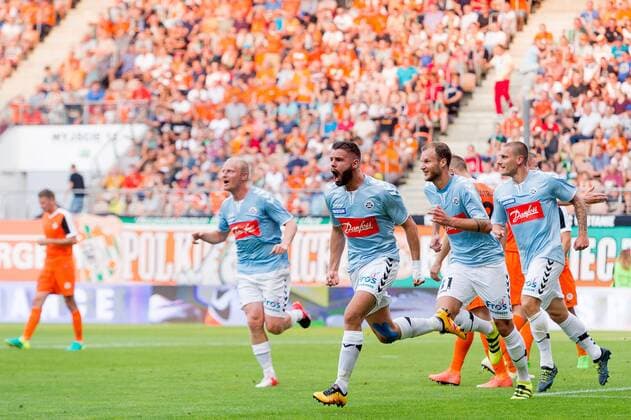 Polska Lubin 28.07.2016 -- KGHM Zaglebie Lubin - Soenderjyske N z Marc Dal Hende soenderjyske 7 radosc po gol bramka joy after goal celebrates after scoring goal -- III round of the Europa League elimination KGHM Zaglebie Lubin - Soenderjyske ---  160728_2SB8239