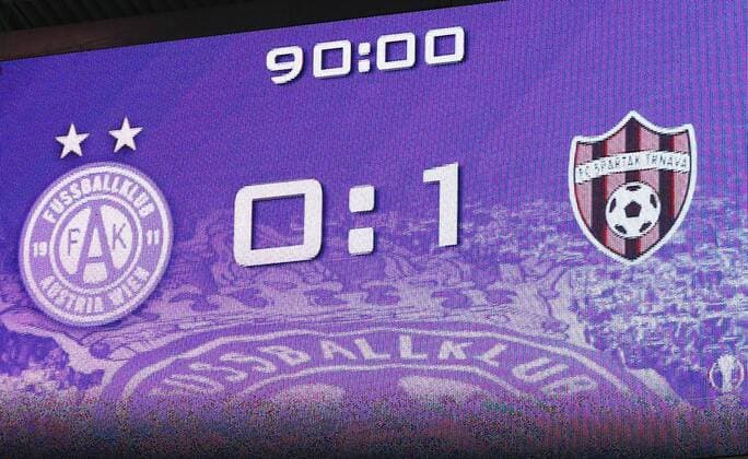 SOCCER - EL quali, A.Wien vs Trnava VIENNA,AUSTRIA,28.JUL.16 - SOCCER - UEFA Europa League, qualification, FK Austria Wien vs FC Spartak Trnava. Image shows a scoreboard. GEPAxpictures xChristianxOrt