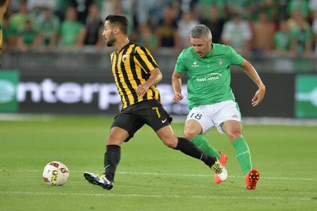 Fußball, EL Quali, AS St. Etienne - AEK Athen Fabien Lemoine (saint etienne) vs Helder Barbosa (athenes) Fussball : AS Saint Etienne vs AEK Athenes - Europa League Quali - -28 07 2016 FredericChambert Panoramic 
