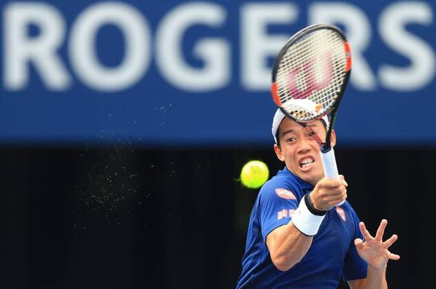 (160729) -- TORONTO, July 29, 2016 -- Kei Nishikori of Japan returns the ball against Rajeev Ram of the United States during their third round of men s singles match at the 2016 Rogers Cup in Toronto, Canada, July 28, 2016. Kei Nishikori won 2-0. )(hcs) (SP)CANADA-TORONTO-TENNIS-ROGERS CUP-MEN S SINGLES ZouxZheng 