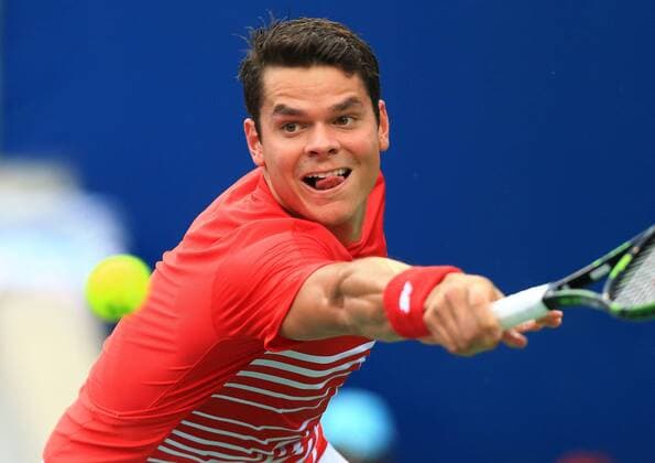 (160729) -- TORONTO, July 29, 2016 -- Milos Raonic of Canada returns the ball against Jared Donaldson of the United States during their third round of men s singles match at the 2016 Rogers Cup in Toronto, Canada, July 28, 2016. Milos Raonic won 2-0. )(hcs) (SP)CANADA-TORONTO-TENNIS-ROGERS CUP-MEN S SINGLES ZouxZheng 