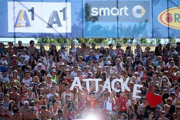 BEACHVOLLEYBALL - A1 Major Klagenfurt 2016 KLAGENFURT,AUSTRIA,29.JUL.16 - Beach volleyball Beachvolleyball - FIVB World Tour 2016, A1 Major Klagenfurt, men. Image shows fans. GEPAxpictures xDanielxGoetzhaber