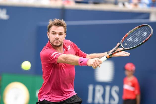 July 29, 2016: Stan Wawrinka of Switzerland returns the ball to Kevin Anderson of South Africa during their quarter finals match of the Rogers Cup tournament at the Aviva Centre in Toronto, Ontario, Canada on July 29, 2016. Cal Media TENNIS 2016 - Rogers Cup Toronto July 29 - ZUMAc04_