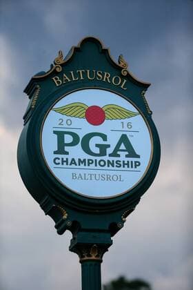 29 JUL 2016: 2016 PGA Golf Herren Championship at Baltusrol clock face with dark clouds behind it during the second round of the 98th PGA Championship played at Baltusrol Golf Club in Springfield,NJ.(Photo by Rich Graessle Icon Sportswire) GOLF: JUL 29 PGA - PGA Championship - Second Round Icon07291620022016 EDITORIAL USE ONLY