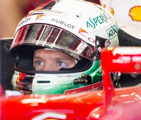 Sebastian Vettel (Scuderia Ferrari) in der Box mit Helm im Auto sitzend, Grosser Preis von Deutschland 2016, 3. freies Training, Motorsport, Formel 1, 30.07.2016, Copyright: Neisx Eibner-Pressefoto EP_ans