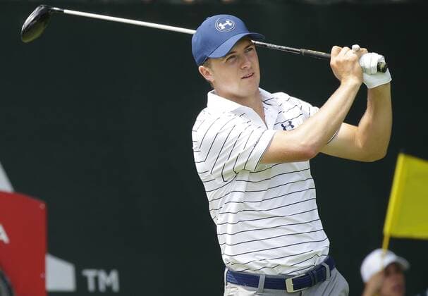 Jordan Spieth tees of on the first hole in the 3rd round at the PGA Golf Herren Championship at Baltusrol Golf Club in Springfield, New Jersey on July 30, 2016.  PGA20160730109 JOHNxANGELILLO