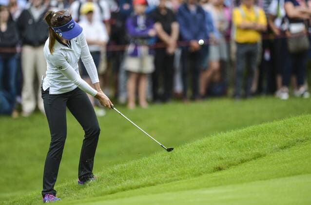 31.07.2016. Woburn Golf Course, Milton Keynes, England. Ricoh Womens Open Golf, final round. Sandra Gal (Germany) plays onto the green on the 2nd. xAndrewxThompsonx  ActionPlus11766868