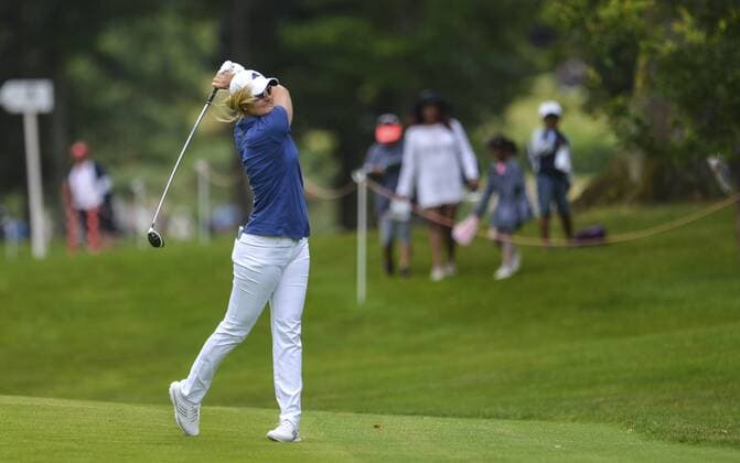 31.07.2016. Woburn Golf Course, Milton Keynes, England. Ricoh Womens Open Golf, final round. Anna Nordqvist (Sweden) plays from the fairway on the 2nd. xAndrewxThompsonx  ActionPlus11766872