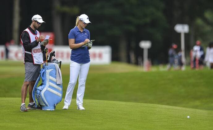 31.07.2016. Woburn Golf Course, Milton Keynes, England. Ricoh Womens Open Golf, final round. Anna Nordqvist (Sweden) prepares for a shot from the fairway on the 2nd. xAndrewxThompsonx  ActionPlus11766880