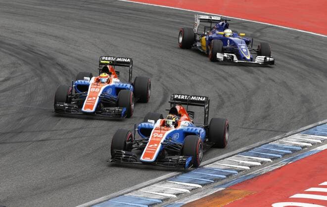 Motorsports: FIA Formula One World Championship WM Weltmeisterschaft 2016, Grand Prix of Germany, 94 Pascal Wehrlein (GER, Manor Racing F1 Team), 88 Rio Haryanto (IND, Manor Racing F1 Team), 9 Marcus Ericsson (SWE, Sauber F1 Team), xHOCHxZWEIx