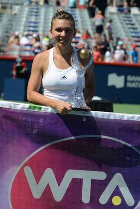 July 31, 2016 - Montreal, Canada - SIMONA HALEP of Romania poses with her trophy after winning the Rogers Cup Tennis Tournament. Tennis 2016 - Rogers Cup - Day 7 - ZUMAl132