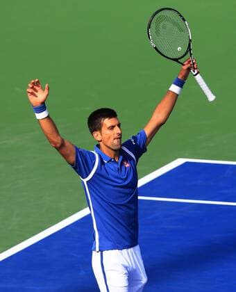 (160801) -- TORONTO, Aug. 1, 2016 -- Novak Djokovic of Serbia celebrates the victory during the final match of men s singles against Kei Nishikori of Japan at the 2016 Rogers Cup in Toronto, Canada, July 31, 2016. Novak Djokovic won 2-0 and claimed the title. ) (SP)CANADA-TORONTO-TENNIS-ROGERS CUP-MEN S SINGLES-FINAL ZouxZheng 