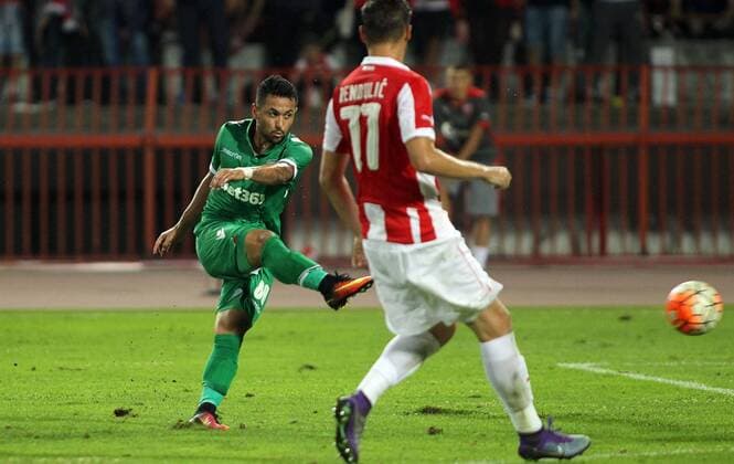 02.08.2016 Belgrade(Serbia) FK Crvena Zvezda(FC Red Star)-PFC Ludogorets 3rd leg champions league qualify men s football Wanderson PFC Ludogorets scoring second goal on match : 