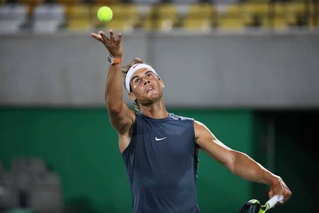 Rio 2016, Tennis, Training Rafael Nadal Spanish tennis player Rafael Nadal in action during a training session at the Tennis Center, prior to the start of the Olympic Games Olympische Spiele Olympia OS next 5 August, in Rio de Janeiro, Brazil, 2 August 2016. EFE Jose Mendez RAFAEL NADAL S TRAINING SESSION !ACHTUNG: NUR REDAKTIONELLE NUTZUNG!  RIO005 20160802-636057763422240281