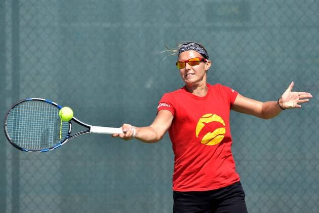 Flipkens Kirsten of Belgium during Tennis training before the Rio 2016 Summer Olympic Games Olympische Spiele Olympia OS on August 02, 2016 in Rio de Janeiro, Brazil. TENNIS : Entrainement equipe de belgique - JO de Rio 2016 - 02 08 2016 Photonews Panoramic  595884333