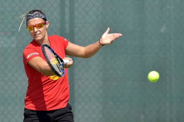 Flipkens Kirsten of Belgium during Tennis training before the Rio 2016 Summer Olympic Games Olympische Spiele Olympia OS on August 02, 2016 in Rio de Janeiro, Brazil. TENNIS : Entrainement equipe de belgique - JO de Rio 2016 - 02 08 2016 Photonews Panoramic  595884333
