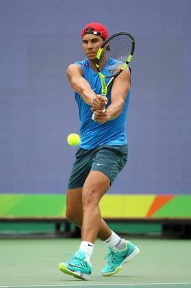 Spanish tennis player Rafa Nadal is seen during a training session at the Tennis Center in Rio de Janeiro, Brazil, on 03 August 2016. Rio 2016 Olympic Games Olympische Spiele Olympia OS take place from 05 to 21 August. EFE Jose Mendez RAFA NADAL TRAINING SESSION !ACHTUNG: NUR REDAKTIONELLE NUTZUNG!  20160803-636058457031229504