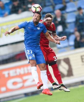 SOCCER - UEFA EL quali, Liberec vs Admira LIBEREC,CZECH REPUBLIC,03.AUG.16 - SOCCER - UEFA Europa League, qualification, Slovan Liberec vs FC Admira Wacker Moedling. Image shows Milan Baros (Liberec) and Philipp Posch (Admira). GEPAxpictures xPhilippxBrem