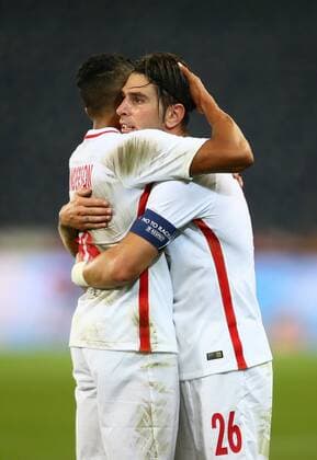 SOCCER - UEFA CL quali, RBS vs Tirana SALZBURG,AUSTRIA,03.AUG.16 - SOCCER - UEFA Champions League, qualification, Red Bull Salzburg vs FK Partizani Tirana. Image shows the rejoicing of Maciel Wanderson and Jonatan Soriano (RBS). GEPAxpictures xFelixxRoittner