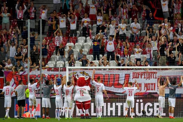 SOCCER - UEFA CL quali, RBS vs Tirana SALZBURG,AUSTRIA,03.AUG.16 - SOCCER - UEFA Champions League, qualification, Red Bull Salzburg vs FK Partizani Tirana. Image shows the rejoicing of RBS. GEPAxpictures xFlorianxErtl