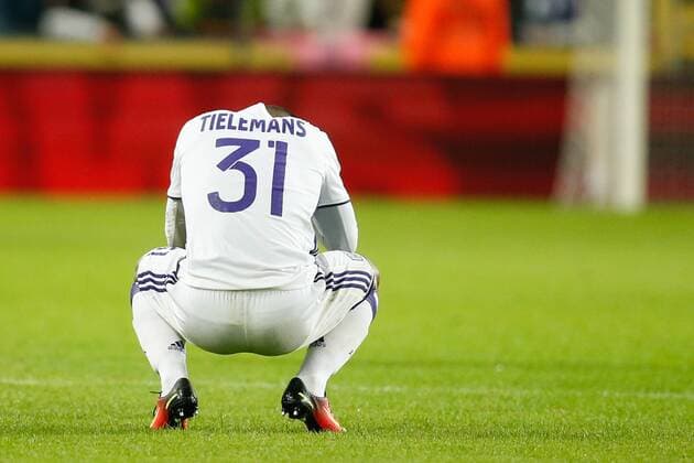 Anderlecht s Youri Tielemans looks dejected after the return leg of the third qualification round for the Champions League competition between Belgian first league soccer team RSC Anderlecht and Russian team FC Rostov in Brussels, Wednesday 03 August 2016. The first leg ended in a 2-2 draw. BRUNOxFAHY  x04903120x