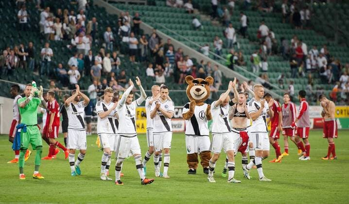 2016.08.03 , Warsaw, third qualifying round UEFA Champions League Legia Warszawa - AS Trenczyn Nemanja Nikolic, Lukasz Broz, Tomasz Jodlowiec, Michal Pazdan  20160803PF_RO9304