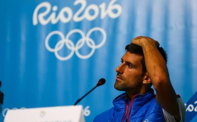 RIO DE JANEIRO, BRAZIL - AUGUST 03: Novak Djokovic of Serbia speaks with the media during a press conference PK Pressekonferenz at the Main Press Centre ahead of the Rio 2016 Olympic Games Olympische Spiele Olympia OS on August 3, 2016 in Rio de Janeiro, Brazil.  CFP489501252 