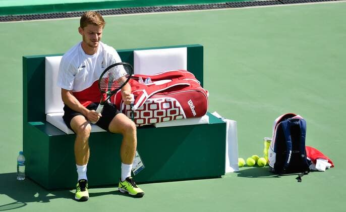 Belgian tennis player David Goffin pictured during a training session of Team Belgium s tennis players ahead of the start of the 2016 Olympic Games Olympische Spiele Olympia OS in Rio, Brazil, Thursday 04 August 2016. ERICxLALMAND  x04903441x