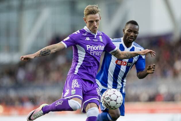 160804 IFK Göteborgs Sören Rieks under fotbollsmatchen i kvalet till Europa League mellan HJK Helsingfors och IFK Göteborg den 4 augusti 2016 i Helsingfors.  Copyright: MICHAELxERICHSEN BB160804BB213