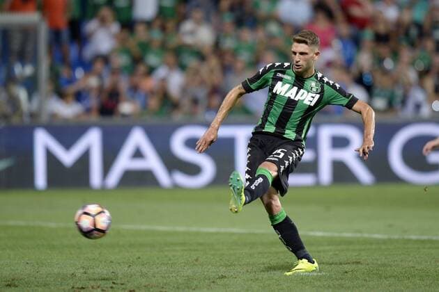 Reggio Emilia, Italien - Fussball, Europa League Quali, Sassuolo Calcio vs. FC Luzern: gol Domenico Berardi 
