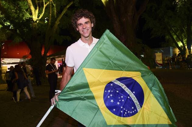 Gustavo Kuerten, le drapeau du Bresil - Rio de Janeiro, Olympische Sommerspiele - Pressetermin Nationalteam Judo Frankreich - 04 08 2016 JBAutissier Panoramic 