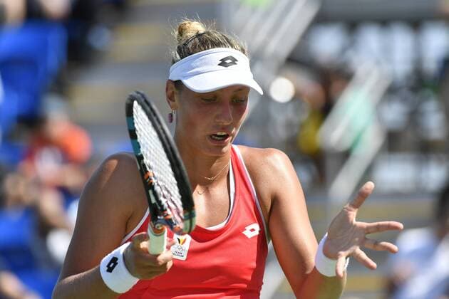 Belgian tennis player Yanina Wickmayer reacts during a tennis game between Belgian Yanina Wickmayer and Czech Barbora Strycova, in the first round of the women s tennis tournament at the 2016 Olympic Games Olympische Spiele Olympia OS in Rio de Janeiro, Brazil, Saturday 06 August 2016. BENOITxDOPPAGNE  x04904888x