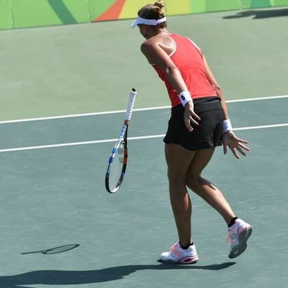 Belgian tennis player Yanina Wickmayer reacts during a tennis game between Belgian Yanina Wickmayer and Czech Barbora Strycova, in the first round of the women s tennis tournament at the 2016 Olympic Games Olympische Spiele Olympia OS in Rio de Janeiro, Brazil, Saturday 06 August 2016. BENOITxDOPPAGNE  x04904895x