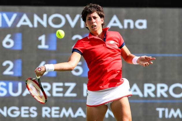 2016 Tennis Olympics RIO DE JANEIRO, RJ - 06.08.2016: 2016 TENNIS OLYMPICS - Carla Suárez Navarro (ESP) for the Tennis Rio Olympics 2016 held at the Olympic Tennis Centre. NOT AVAILABLE FOR LICENSING IN CHINA (Photo: Andre Chaco Fotoarena) x1172325x  AndrexChaco