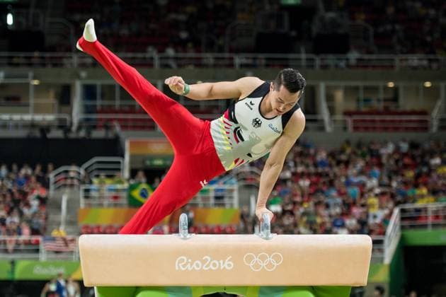 Andreas Toba (GER) turnt mit einem Kreuzbandriss am Pferd waehrend der Qualifikation des Mannschafts - Turnen bei den olympischen Sommerspiele 2016 am 06.08.2016, Rio de Janeiro Copyright: xSchülerx xEibner-Pressefotox EP_jse