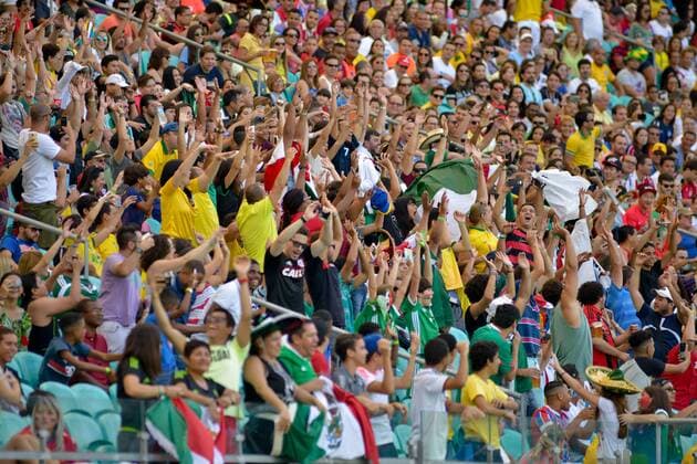 Rio 2016, Fußball, Fidschi - Mexiko Olympics 2016 Football Salvador SALVADOR, BA - 07.08.2016: OLYMPICS 2016 FOOTBALL SALVADOR - Torcida makes a hello in the match between Mexico (MEX) and Fiji (FIJ) by Group C Olympic Men& Football Rll Rio Olympics in 2016 in a match held at the Arena Fonte Nova in Salvador host city. (Photo: João Alvarez Fotoarena) x1173476x  Jo?oxAlvarez