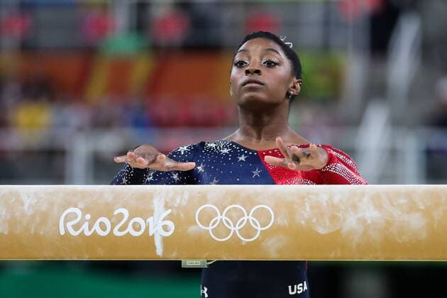(160807) -- RIO DE JANEIRO, Aug. 7, 2016 -- Simone Biles of the United States acts during women s qualification match of balance Beam of Artistic Gymnastics at the 2016 Rio Olympic Games Olympische Spiele Olympia OS in Rio de Janeiro, Brazil, on Aug. 7, 2016.?Xinhua ?(xr) (SP)BRAZIL-RIO DE JANEIRO-OLYMPICS-GYMNASTICS ZhengxHuansong 