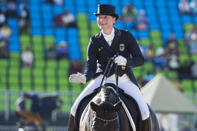 BRA, Olympia 2016 Rio, Pferdesport, Dressur Einzel Grand Prix 11.08.2016, Olympic Equestrian Centre, Rio de Janeiro, BRA, Olympia 2016 Rio, Pferdesport, Dressur Einzel Grand Prix, im Bild Jubel bei Isabell Werth (GER) auf Weihegold Old Foto © nordphoto Straubmeier nordphotox xStraubmeier