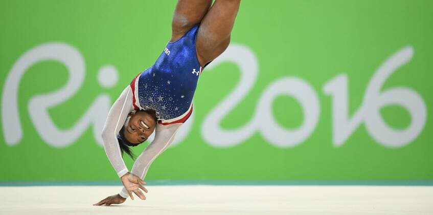August 11, 2016 - Rio De Janeiro, BRA - U.S. gymnast Simone Biles competes in the floor exercise in the women s All-Around Individual at the Summer Olympics in Rio de Janeiro, Brazil, on Thursday, Aug. 11, 2016. Biles won the gold medal in the event. Summer Olmpics, women s gymnastics - ZUMAm67_