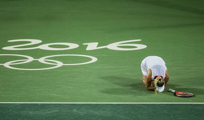 Bilder des Tages - SPORT Rio de Janeiro, 12.08.2016, Olympia Angelique Kerber jubelt Angelique Kerber (Deutschland) vs. Madison Keys (USA) Tennis mm