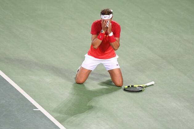 Marc Lopez (ESP) Rafael Nadal (ESP) TENNIS : OS Sommer 2016 - Rio - 12 08 16 Virginiebouyer panoramic 